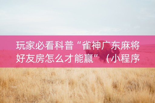 玩家必看科普“雀神广东麻将好友房怎么才能赢”（小程序怎么才会赢)