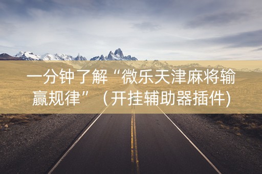一分钟了解“微乐天津麻将输赢规律”（开挂辅助器插件)
