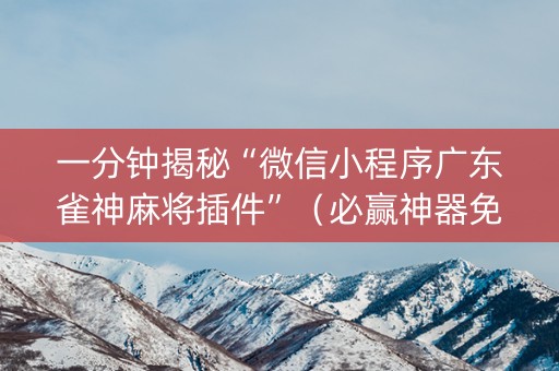 一分钟揭秘“微信小程序广东雀神麻将插件”（必赢神器免费安装)