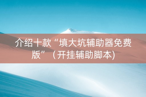 介绍十款“填大坑辅助器免费版”（开挂辅助脚本)