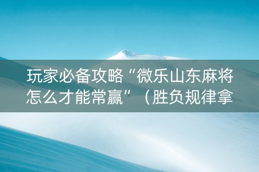 玩家必备攻略“微乐山东麻将怎么才能常赢”（胜负规律拿好牌)