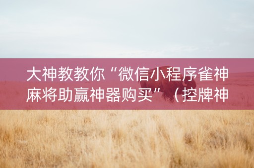 大神教教你“微信小程序雀神麻将助赢神器购买”（控牌神器)