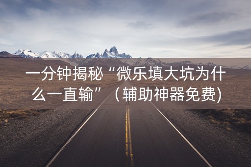 一分钟揭秘“微乐填大坑为什么一直输”（辅助神器免费)