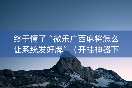 终于懂了“微乐广西麻将怎么让系统发好牌”（开挂神器下载)