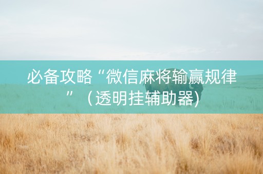 必备攻略“微信麻将输赢规律”（透明挂辅助器)