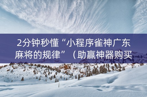 2分钟秒懂“小程序雀神广东麻将的规律”（助赢神器购买)