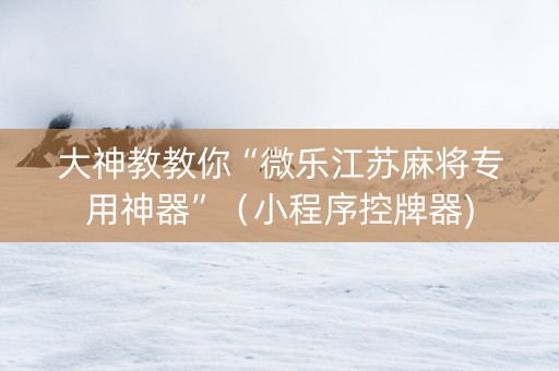 大神教教你“微乐江苏麻将专用神器”（小程序控牌器)