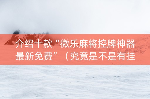 介绍十款“微乐麻将控牌神器最新免费”（究竟是不是有挂)
