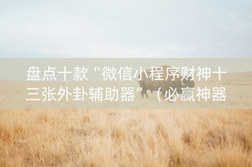 盘点十款“微信小程序财神十三张外卦辅助器”（必赢神器免费安装)