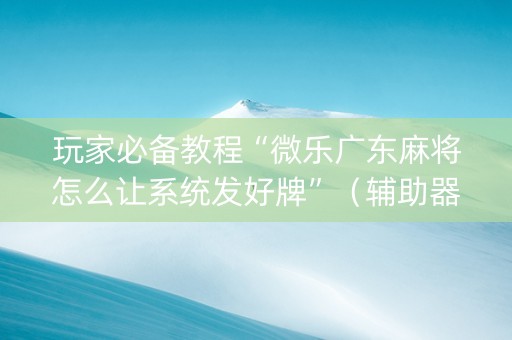 玩家必备教程“微乐广东麻将怎么让系统发好牌”（辅助器通用版)