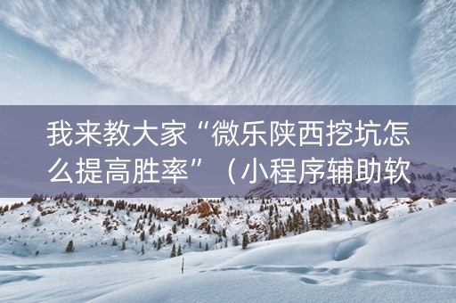 我来教大家“微乐陕西挖坑怎么提高胜率”（小程序辅助软件)