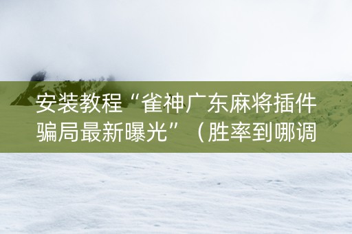 安装教程“雀神广东麻将插件骗局最新曝光”（胜率到哪调)