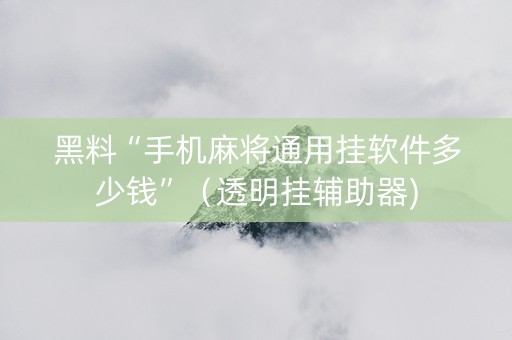 黑料“手机麻将通用挂软件多少钱”（透明挂辅助器)