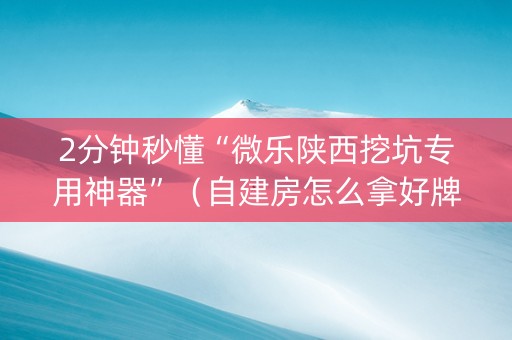 2分钟秒懂“微乐陕西挖坑专用神器”（自建房怎么拿好牌)