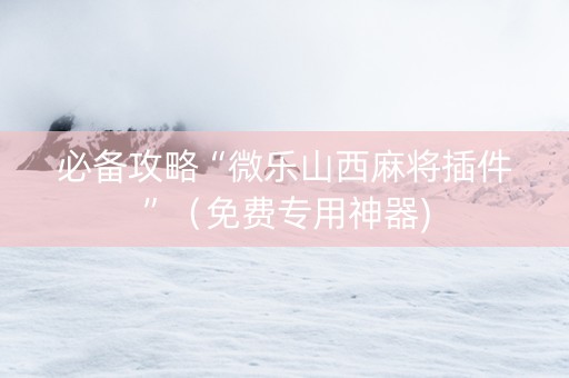 必备攻略“微乐山西麻将插件”（免费专用神器)