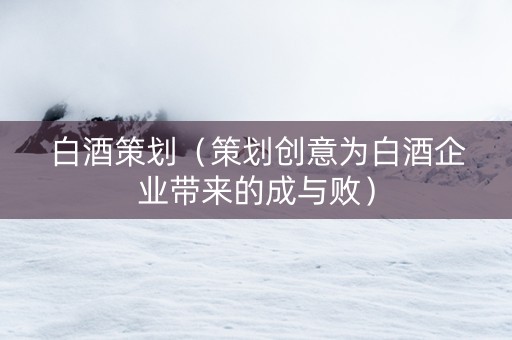 白酒策划（策划创意为白酒企业带来的成与败）