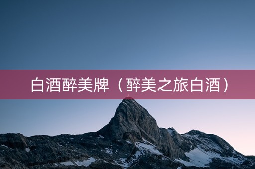 白酒醉美牌（醉美之旅白酒）