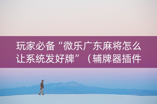 玩家必备“微乐广东麻将怎么让系统发好牌”（辅牌器插件购买)