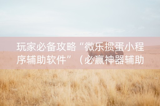 玩家必备攻略“微乐掼蛋小程序辅助软件”（必赢神器辅助器)