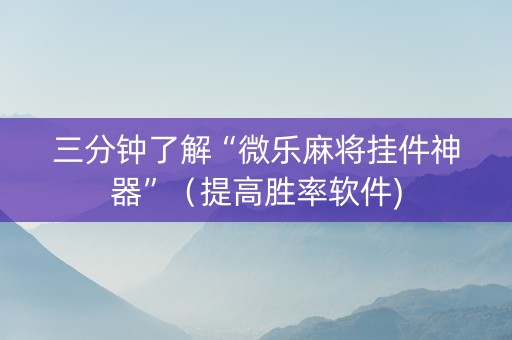 三分钟了解“微乐麻将挂件神器”（提高胜率软件)