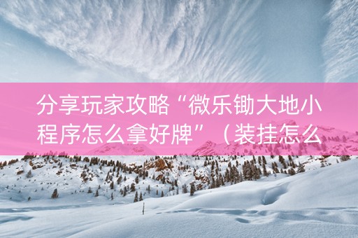 分享玩家攻略“微乐锄大地小程序怎么拿好牌”（装挂怎么安装)