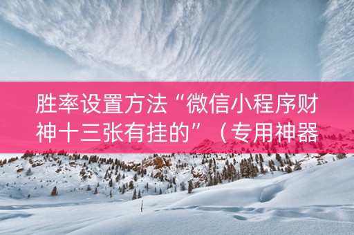 胜率设置方法“微信小程序财神十三张有挂的”（专用神器)