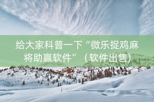 给大家科普一下“微乐捉鸡麻将助赢软件”（软件出售)