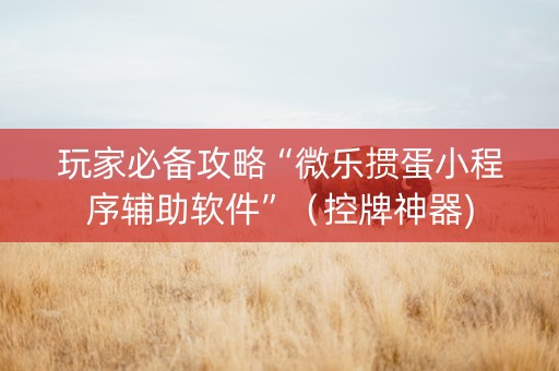 玩家必备攻略“微乐掼蛋小程序辅助软件”（控牌神器)