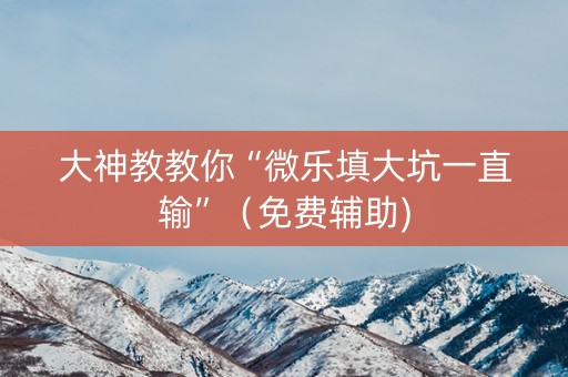 大神教教你“微乐填大坑一直输”（免费辅助)