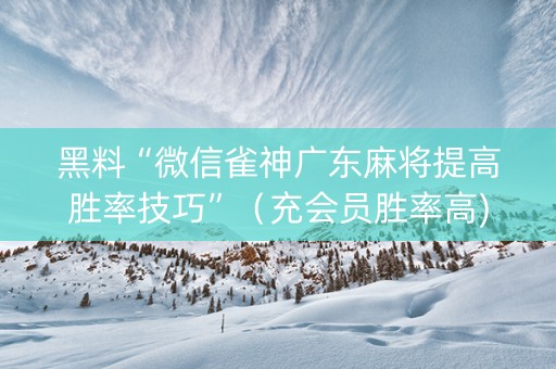 黑料“微信雀神广东麻将提高胜率技巧”（充会员胜率高)