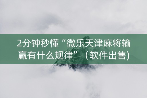 2分钟秒懂“微乐天津麻将输赢有什么规律”（软件出售)