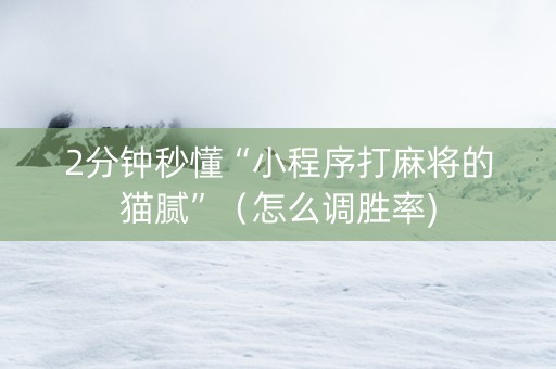 2分钟秒懂“小程序打麻将的猫腻”（怎么调胜率)