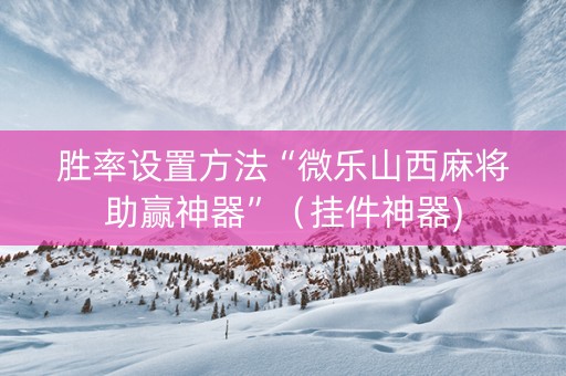 胜率设置方法“微乐山西麻将助赢神器”（挂件神器)