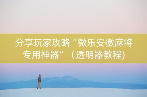 分享玩家攻略“微乐安徽麻将专用神器”（透明器教程)