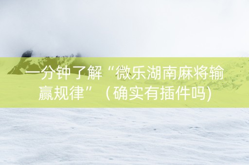 一分钟了解“微乐湖南麻将输赢规律”（确实有插件吗)