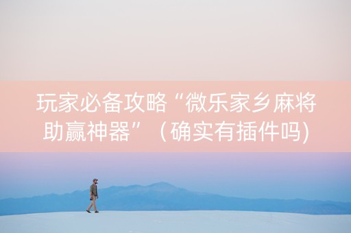 玩家必备攻略“微乐家乡麻将助赢神器”（确实有插件吗)