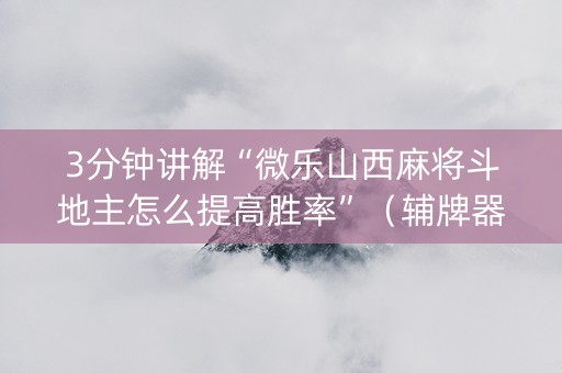 3分钟讲解“微乐山西麻将斗地主怎么提高胜率”（辅牌器插件购买)