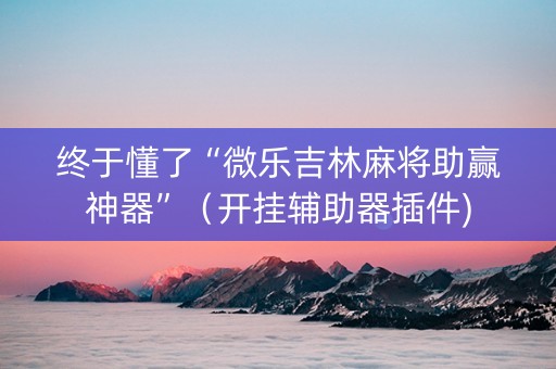 终于懂了“微乐吉林麻将助赢神器”（开挂辅助器插件)