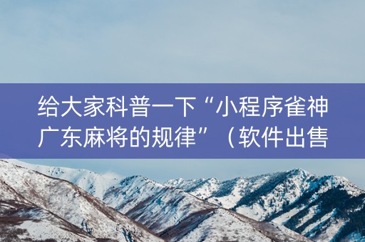 给大家科普一下“小程序雀神广东麻将的规律”（软件出售)