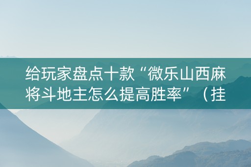 给玩家盘点十款“微乐山西麻将斗地主怎么提高胜率”（挂件神器)