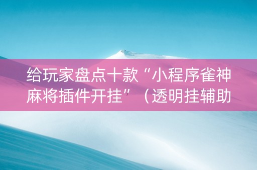 给玩家盘点十款“小程序雀神麻将插件开挂”（透明挂辅助器)