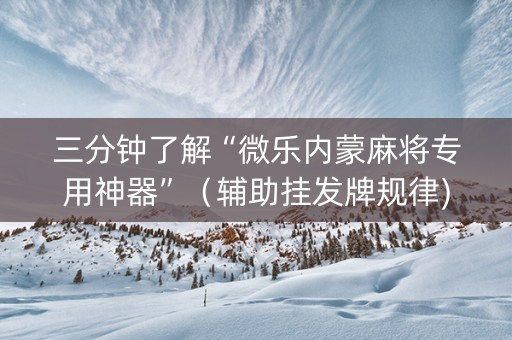 三分钟了解“微乐内蒙麻将专用神器”（辅助挂发牌规律)