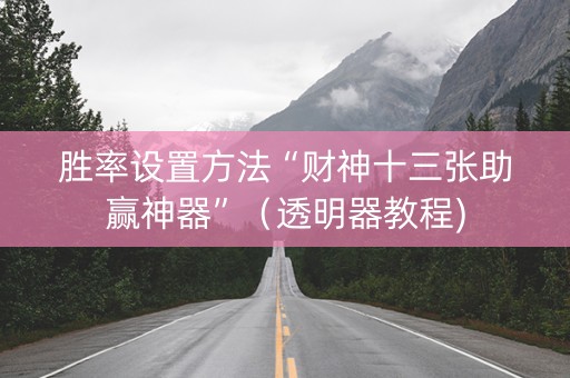 胜率设置方法“财神十三张助赢神器”（透明器教程)