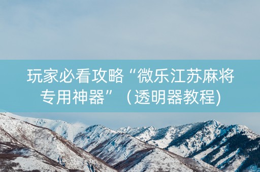 玩家必看攻略“微乐江苏麻将专用神器”（透明器教程)