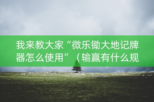 我来教大家“微乐锄大地记牌器怎么使用”（输赢有什么规律)