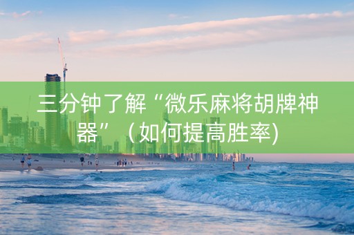 三分钟了解“微乐麻将胡牌神器”（如何提高胜率)