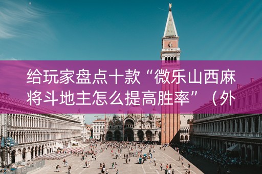 给玩家盘点十款“微乐山西麻将斗地主怎么提高胜率”（外辅工具)