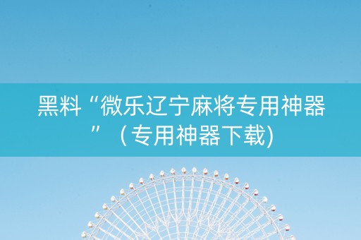黑料“微乐辽宁麻将专用神器”（专用神器下载)