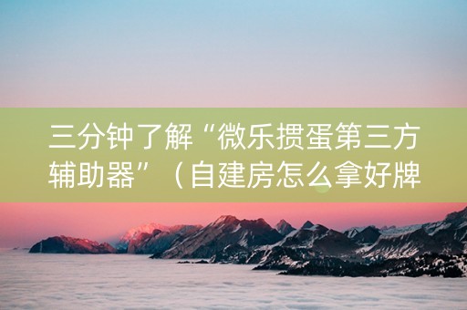 三分钟了解“微乐掼蛋第三方辅助器”（自建房怎么拿好牌)