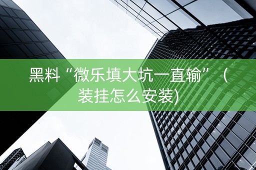 黑料“微乐填大坑一直输”（装挂怎么安装)